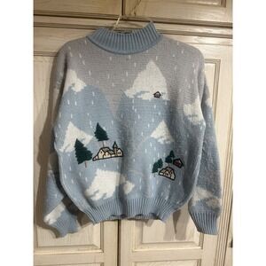 VTG Knit Works Sweater Sz‎ Med Snowy Mountains